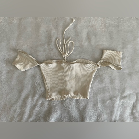 Better Be Ivory Ribbed Knit Top off the shoulder - Picture 5 of 6